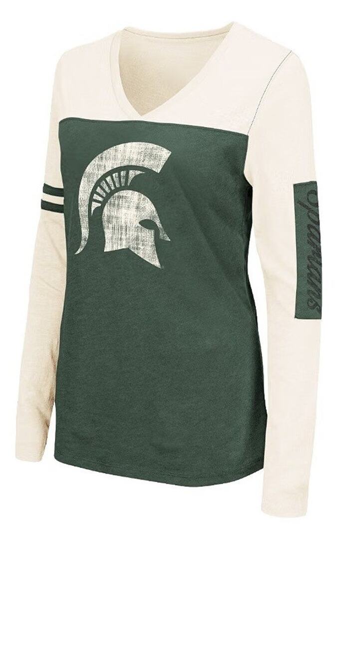 Colosseum Michigan State Spartans Women's Whatevs Long Sleeve V-Neck T-Shirt